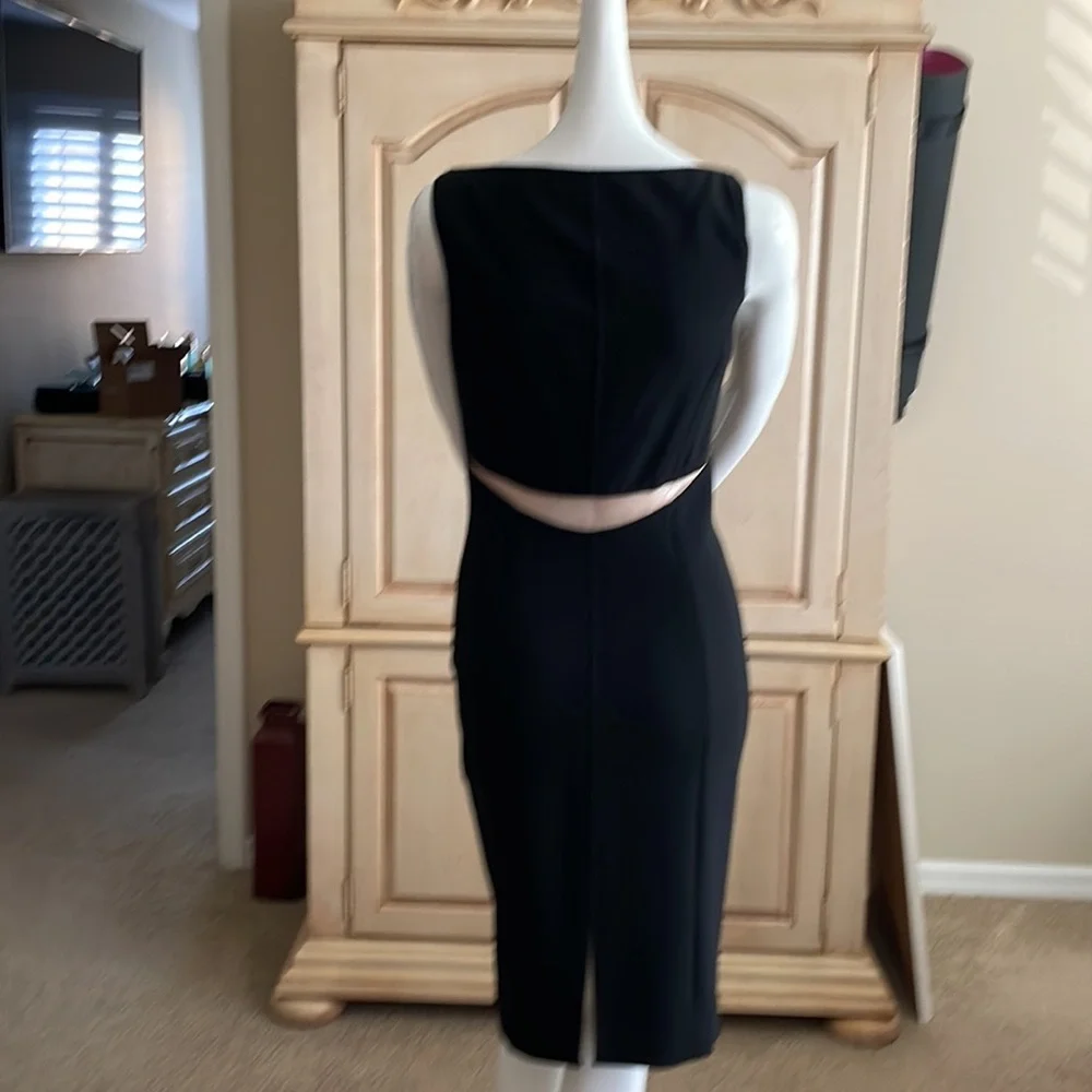 MICHAEL KORS COLLECTION Scoop Neck Empire Waist Nude Mesh Cut Out Pencil Dress 8 - Picture 6 of 12